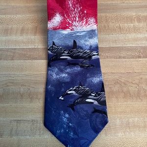 Preowned Men’s “Lost Kingdom” Neck Tie. Ocean Fish Theme. Made in U S A